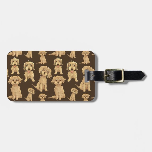 Dog Pattern Brown labradoodle goldendoodle Gepäckanhänger (Vorderseite horizontal)