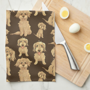 Dog Pattern Brown labradoodle goldendoodle Geschirrtuch