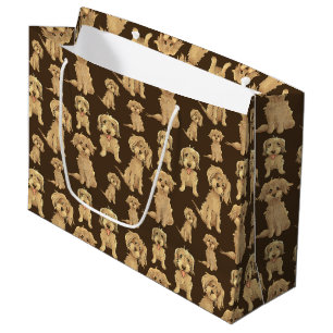 Dog Pattern Brown labradoodle goldendoodle Große Geschenktüte