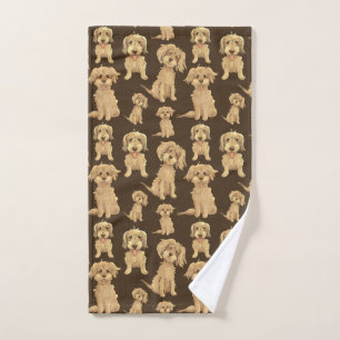 Dog Pattern Brown labradoodle goldendoodle Handtuch