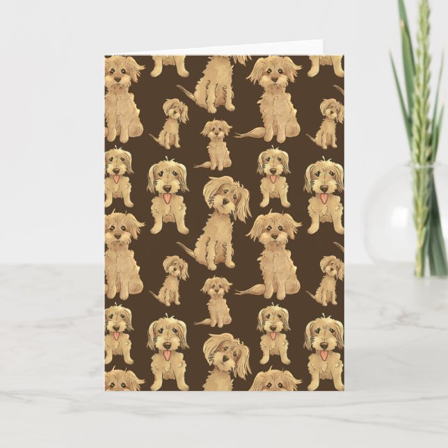 Dog Pattern Brown labradoodle goldendoodle Karte (Vorderseite)