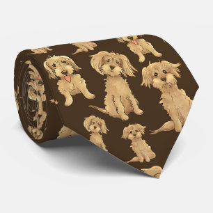 Dog Pattern Brown labradoodle goldendoodle Krawatte