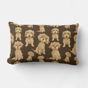 Dog Pattern Brown labradoodle goldendoodle Lendenkissen