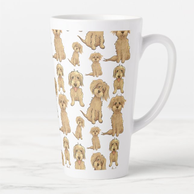 Dog Pattern Brown labradoodle goldendoodle Milchtasse (Rechts)
