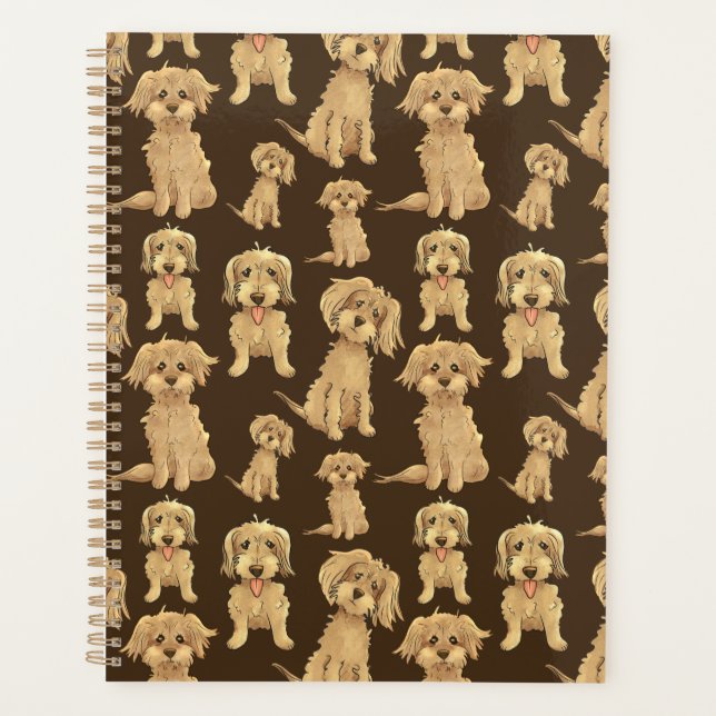Dog Pattern Brown labradoodle goldendoodle Planer (Vorderseite)
