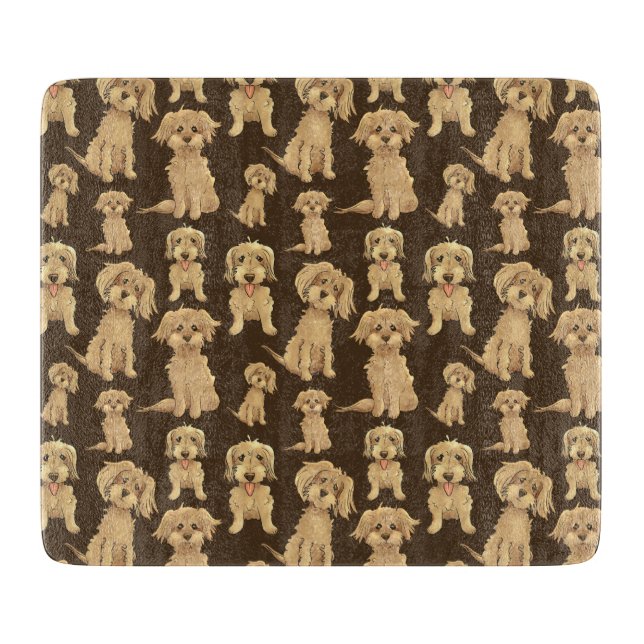 Dog Pattern Brown labradoodle goldendoodle Schneidebrett (Vorderseite)