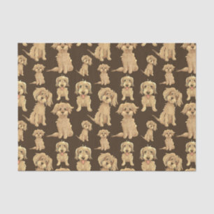 Dog Pattern Brown labradoodle goldendoodle Seidenpapier