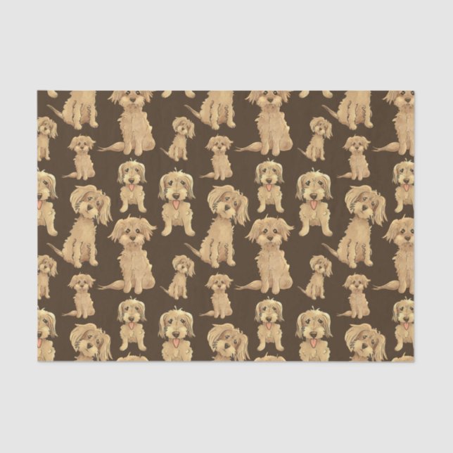 Dog Pattern Brown labradoodle goldendoodle Seidenpapier (Vorderseite)