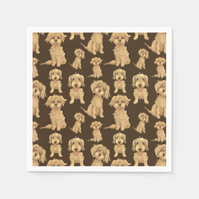 Dog Pattern Brown labradoodle goldendoodle Serviette (Vorderseite)