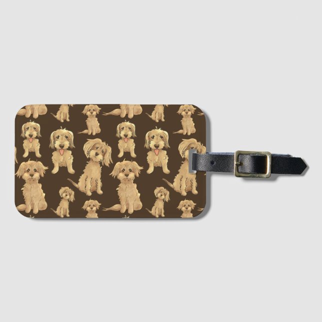 Dog Pattern Brown labradoododle goldendoododle Bro Gepäckanhänger (Vorderseite (Horizontal))