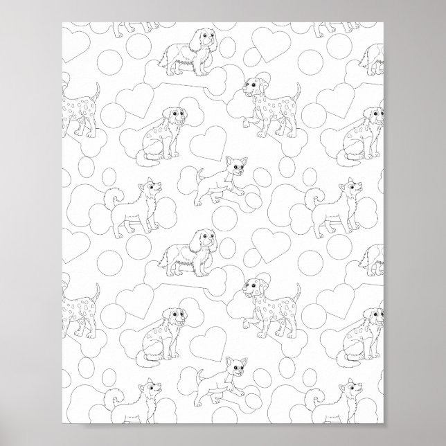 Dog Pattern Kids Coloring Poster (Vorne)