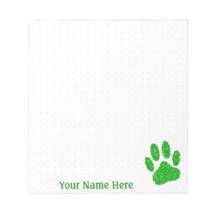 Dog Paw aus grünen Folien Print Custom Dot Grid Notizblock