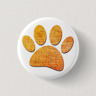 Dog Paw Burlap Age Print Button