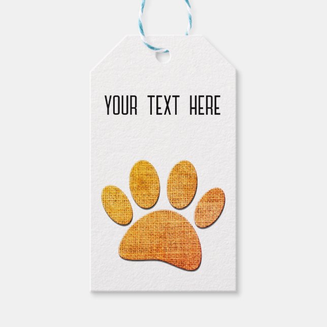 Dog Paw Burlap Age Print Geschenkanhänger (Vorderseite)