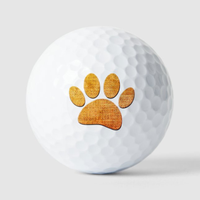 Dog Paw Burlap Age Print Golfball (Vorderseite)