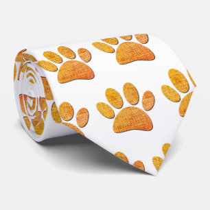 Dog Paw Burlap Age Print Krawatte