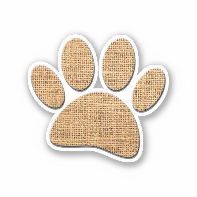Dog Paw Burlap Print Aufkleber (Vorderseite)