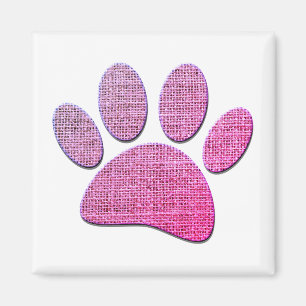Dog Paw Burlap Print in Rosa Magnet