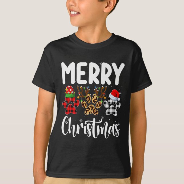 Dog Paw Christmas Elf Reindeer Santa Puppy Dog Lov T-Shirt (Vorderseite)