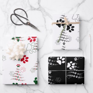 Dog Paw Christmas Tree Muster Geschenkpapier Set
