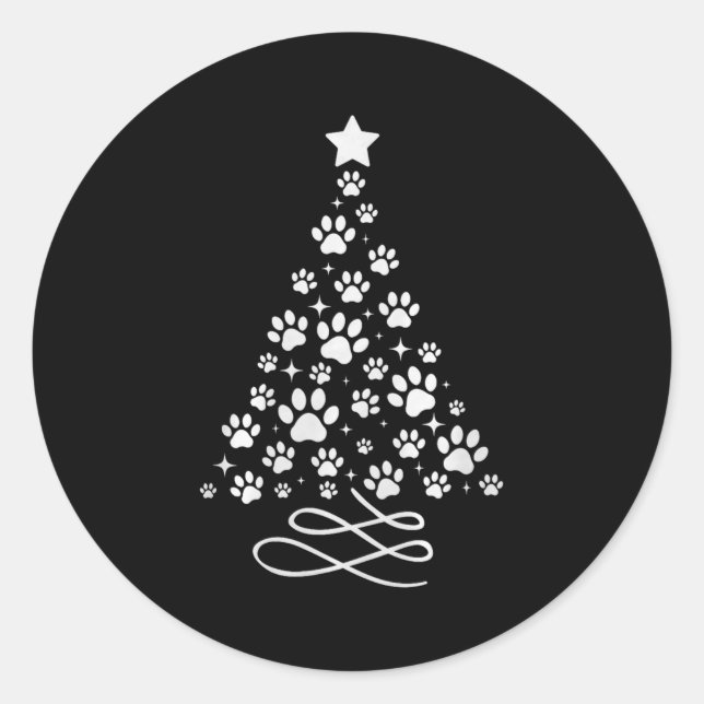 Dog Paw Christmas Tree Pajamas Holiday Dog Family  Runder Aufkleber (Vorderseite)