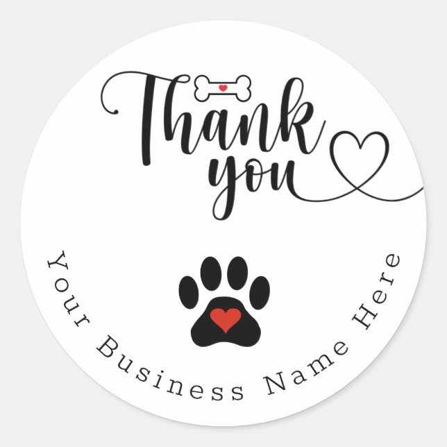 Dog Paw Custom Danke Stickers (Vorderseite)