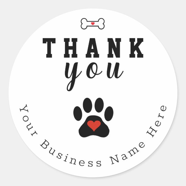 Dog Paw Custom Danke Stickers (Vorderseite)