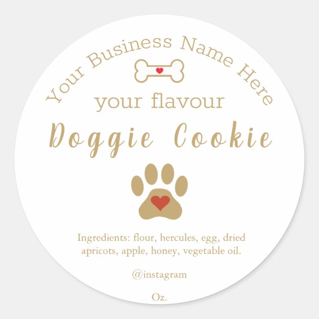 Dog Paw Custom Doggie Cookie Runder Aufkleber (Vorderseite)