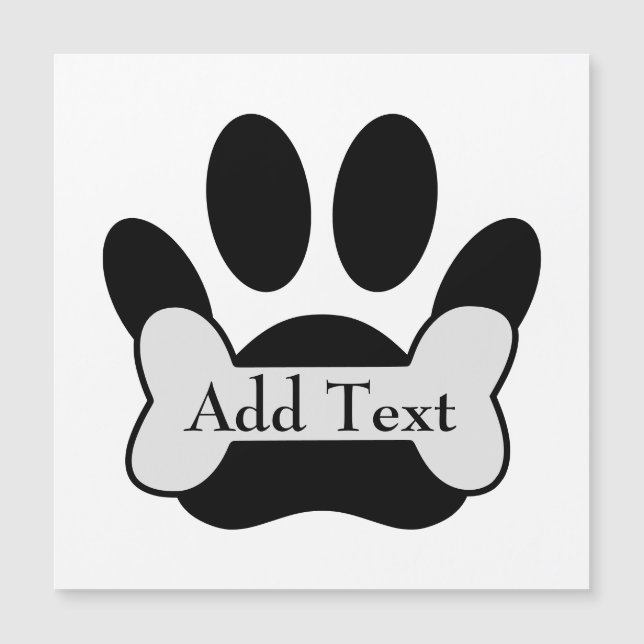 Dog Paw Druck und Knochen Magnetkarte (Vorderseite)