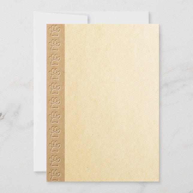 Dog Paw-Drucke mit Imitaten mit bedruckter Papiers Einladung (Vorderseite)