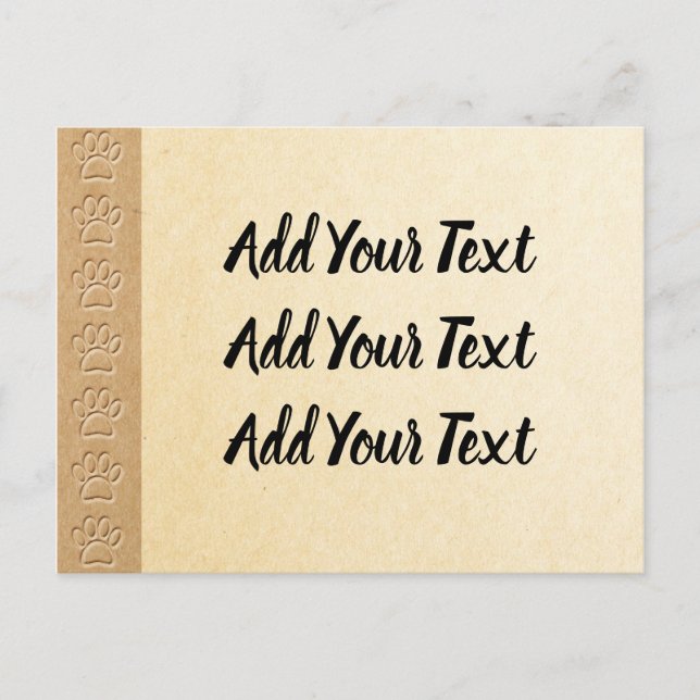 Dog Paw-Drucke mit Imitaten mit bedruckter Papiers Postkarte (Vorderseite)