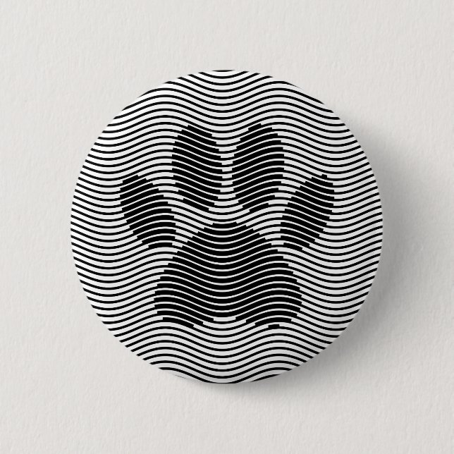 Dog Paw drucken auf schwarzen und weißen Wellen Button (Vorderseite)