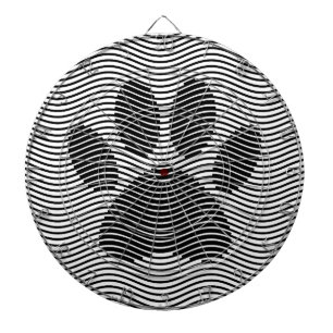 Dog Paw drucken auf schwarzen und weißen Wellen Dartscheibe