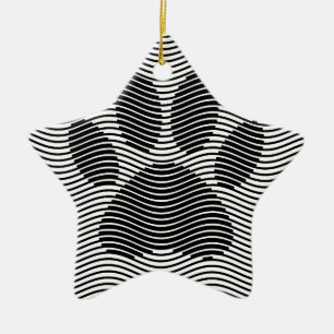 Dog Paw drucken auf schwarzen und weißen Wellen Keramik Ornament