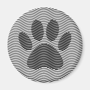 Dog Paw drucken auf schwarzen und weißen Wellen Magnet