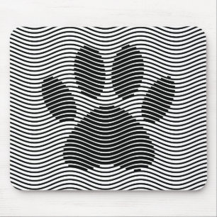 Dog Paw drucken auf schwarzen und weißen Wellen Mousepad