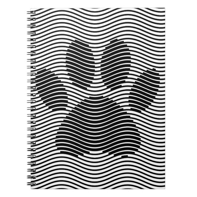 Dog Paw drucken auf schwarzen und weißen Wellen Notizblock (Vorderseite)