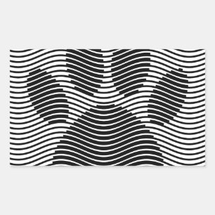 Dog Paw drucken auf schwarzen und weißen Wellen Rechteckiger Aufkleber