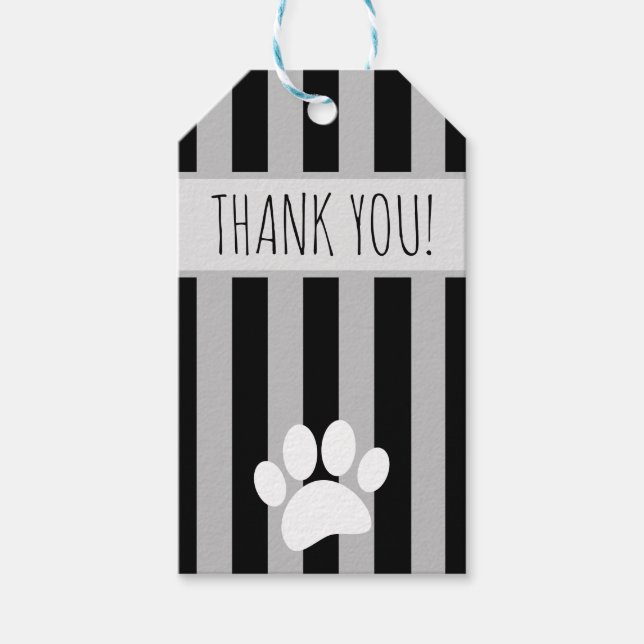 Dog Paw drucken benutzerdefinierten Text schwarz u Geschenkanhänger (Vorderseite)