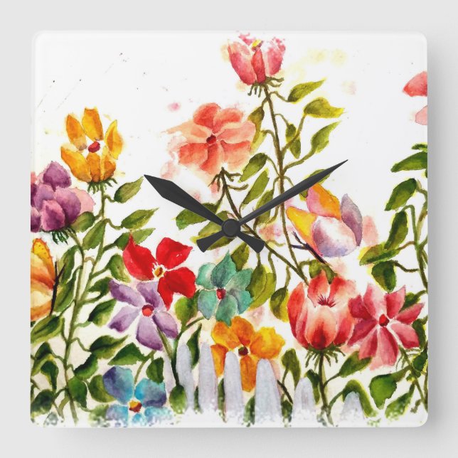 DOG PAW DRUCKT BLUMENGARTENZENTRUM QUADRATISCHE WANDUHR (Vorderseite)