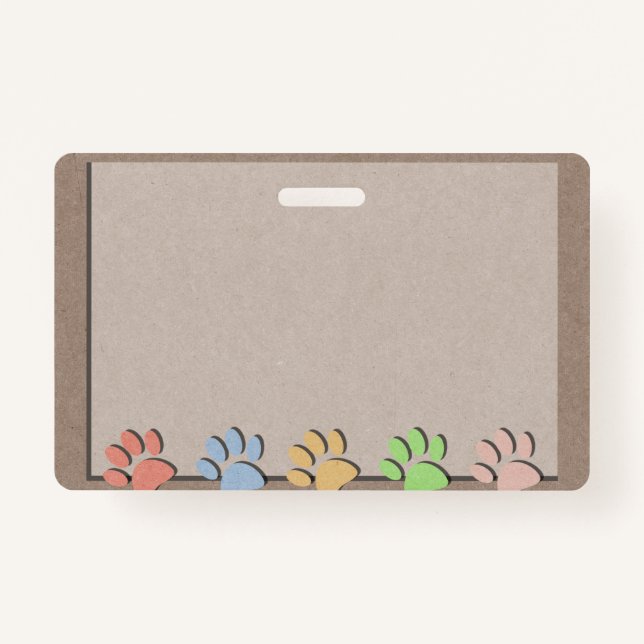 Dog Paw druckt Imitate Kraft Papier Textur Magnet Ausweis (Vorderseite)