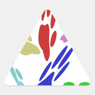 Dog Paw druckt mit Polka Dots Dreieckiger Aufkleber