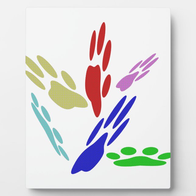 Dog Paw druckt mit Polka Dots Fotoplatte (Vorderseite)