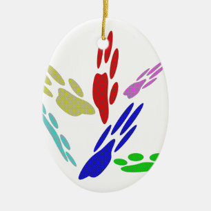 Dog Paw druckt mit Polka Dots Keramik Ornament