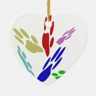 Dog Paw druckt mit Polka Dots Keramik Ornament