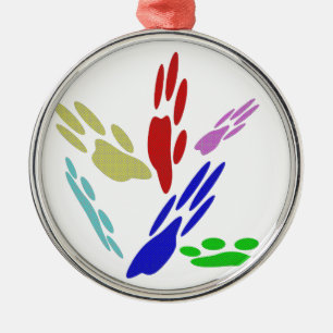 Dog Paw druckt mit Polka Dots Ornament Aus Metall