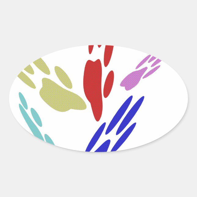 Dog Paw druckt mit Polka Dots Ovaler Aufkleber (Vorderseite)