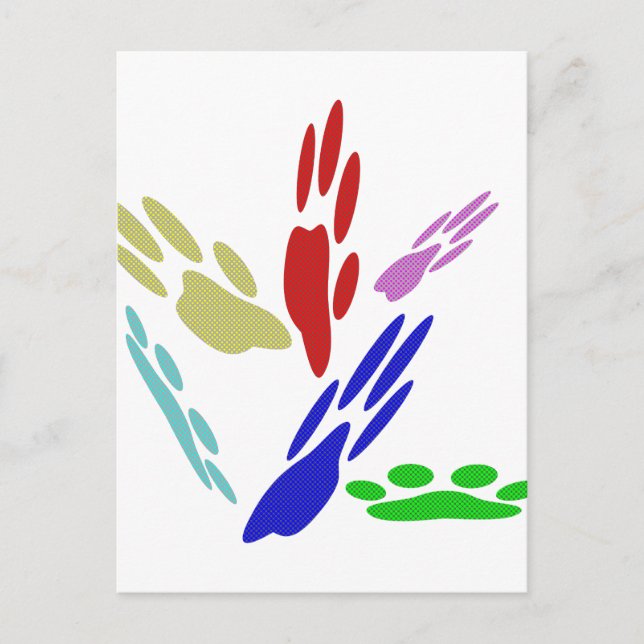 Dog Paw druckt mit Polka Dots Postkarte (Vorderseite)