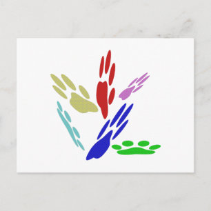 Dog Paw druckt mit Polka Dots Postkarte