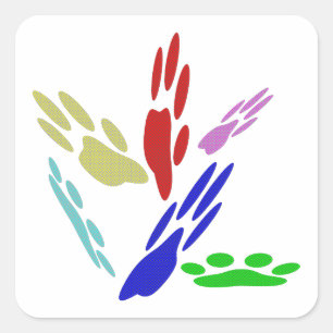 Dog Paw druckt mit Polka Dots Quadratischer Aufkleber